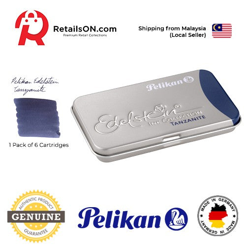 Pelikan Edelstein Ink Cartridges - Tanzanite / Fountain Pen Ink Cartridges (ORIGINAL) [1 Pack of 6] - RetailsON.com (Premium Retail Collections)