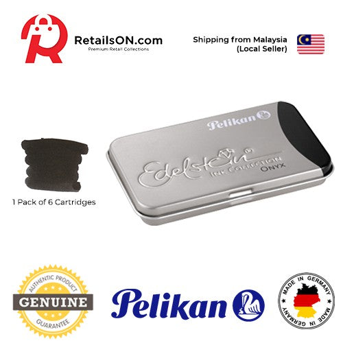 Pelikan Edelstein Ink Cartridges - Onyx (Black) / Fountain Pen Ink Cartridges (ORIGINAL) [1 Pack of 6] - RetailsON.com (Premium Retail Collections)