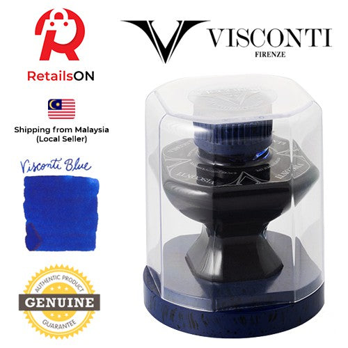 Visconti Ink Bottle (60ml) - Blue / Fountain Pen Ink Bottle 1pc (ORIGINAL) / [RetailsON] - RetailsON.com (Premium Retail Collections)