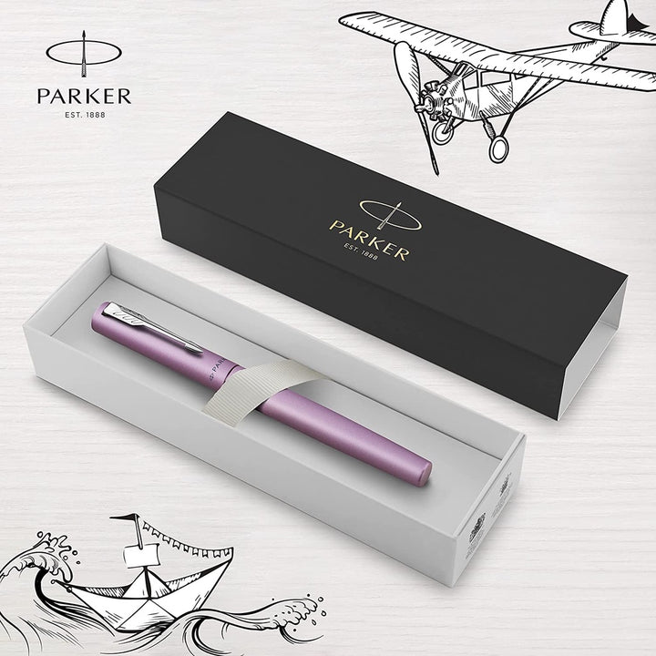 Parker Vector XL Rollerball Pen - Lilac Pink Chrome Trim (with Black - Medium (M) Refill) / {ORIGINAL} / [RetailsON] - RetailsON.com (Premium Retail Collections)