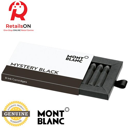 Montblanc Fountain Pen Ink Cartridges (8 Per Pack) - Mystery Black / Fountain Pen Ink Cartridge Black (ORIGINAL) - RetailsON.com (Premium Retail Collections)
