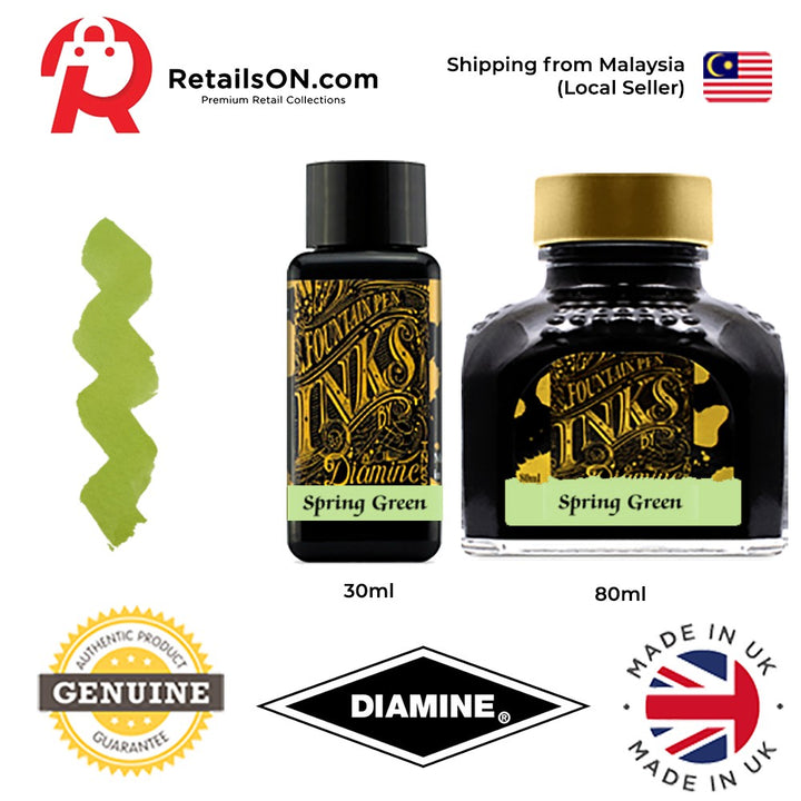 Diamine Ink Bottle (30ml / 80ml) - Spring Green / Fountain Pen Ink Bottle 1pc (ORIGINAL) / [RetailsON] - RetailsON.com (Premium Retail Collections)