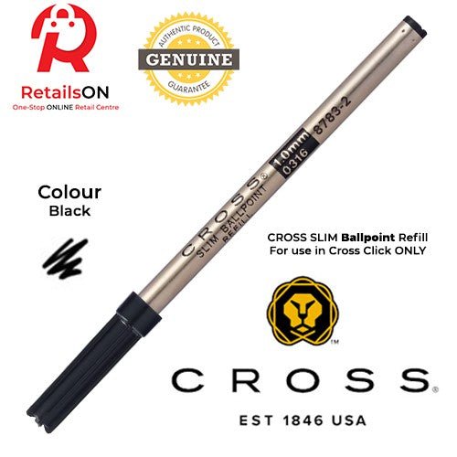 CROSS Refill Slim Ballpoint - Black | Ballpoint Pen Refill for Cross Click (ORIGINAL) - RetailsON.com (Premium Retail Collections)