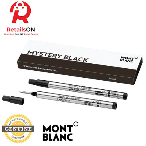 Montblanc Rollerball LeGrand Refill (2 Per Pack) Mystery Black (ORIGINAL) / Rollerball Pen Refill - RetailsON.com (Premium Retail Collections)