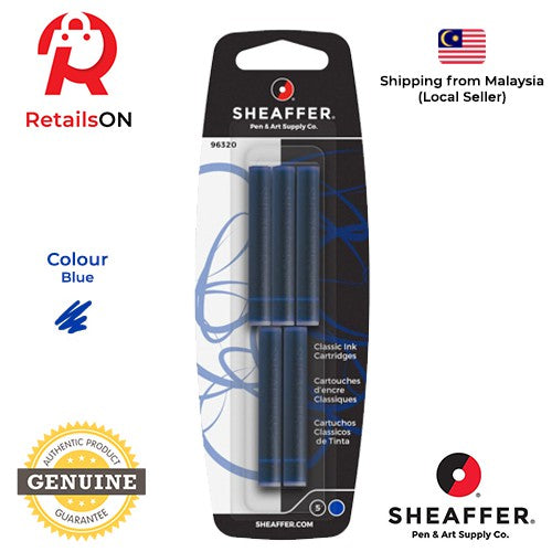 Sheaffer Skrip Fountain Pen Classic Ink Cartridge - Blue / [1 Pack of 5] (ORIGINAL) - RetailsON.com (Premium Retail Collections)