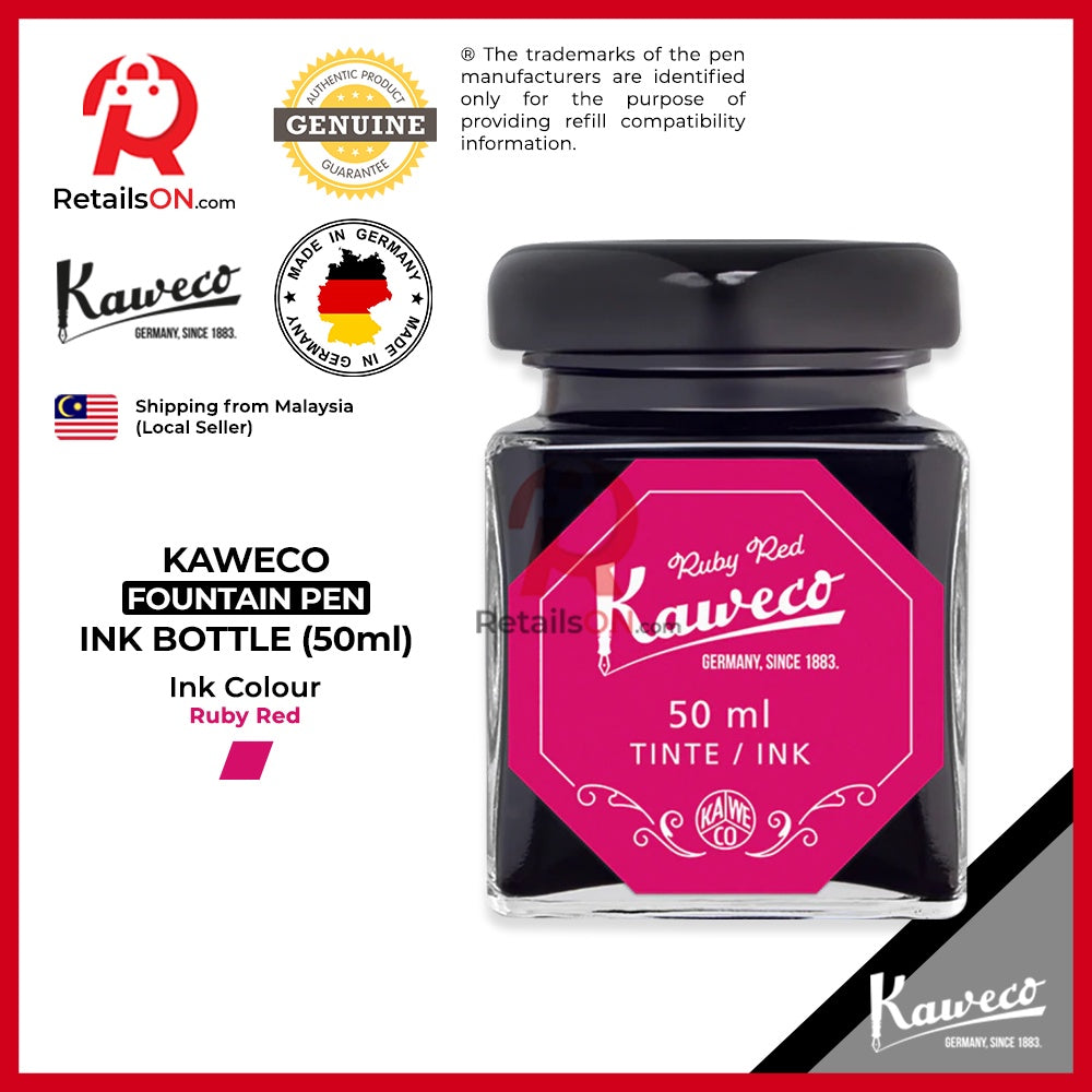 Kaweco Ink Bottle (50ml) - Ruby Red / Fountain Pen Ink Bottle 1pc (ORIGINAL) / [RetailsON] - RetailsON.com (Premium Retail Collections)