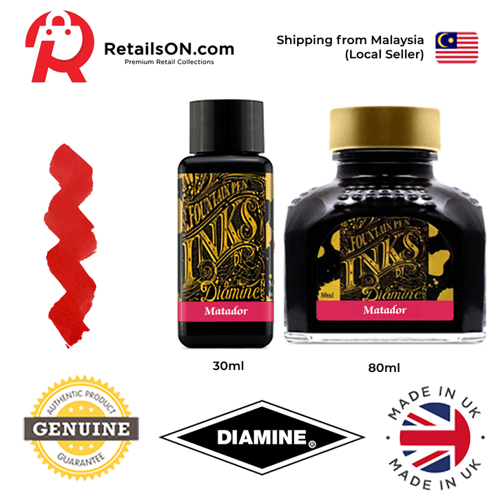 Diamine Ink Bottle (30ml / 80ml) - Matador / Fountain Pen Ink Bottle 1pc (ORIGINAL) / [RetailsON] - RetailsON.com (Premium Retail Collections)