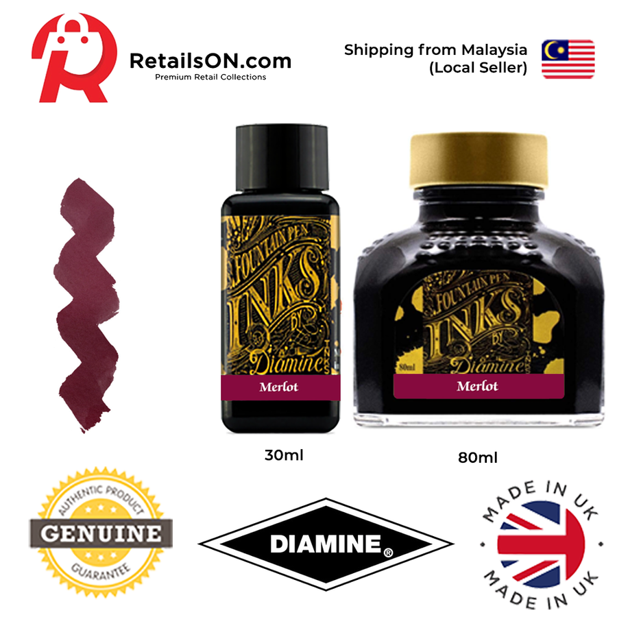 Diamine Ink Bottle (30ml / 80ml) - Merlot / Fountain Pen Ink Bottle 1pc (ORIGINAL) / [RetailsON] - RetailsON.com (Premium Retail Collections)