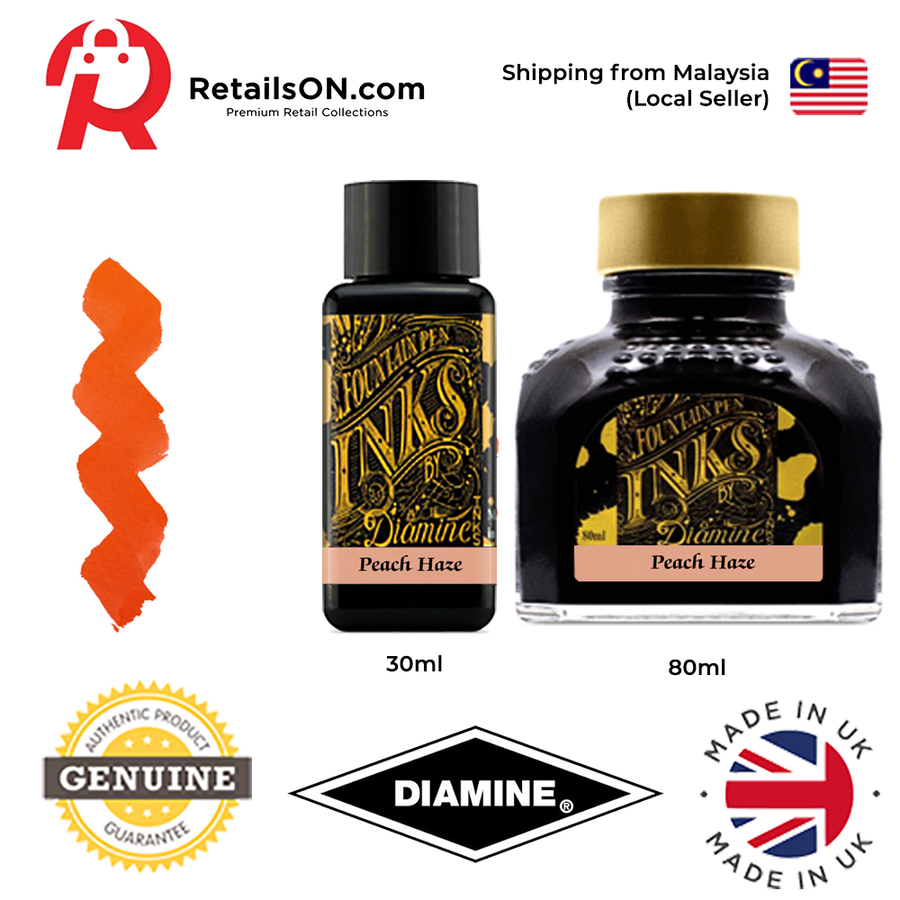 Diamine Ink Bottle (30ml / 80ml) - Peach Haze / Fountain Pen Ink Bottle 1pc (ORIGINAL) / [RetailsON] - RetailsON.com (Premium Retail Collections)