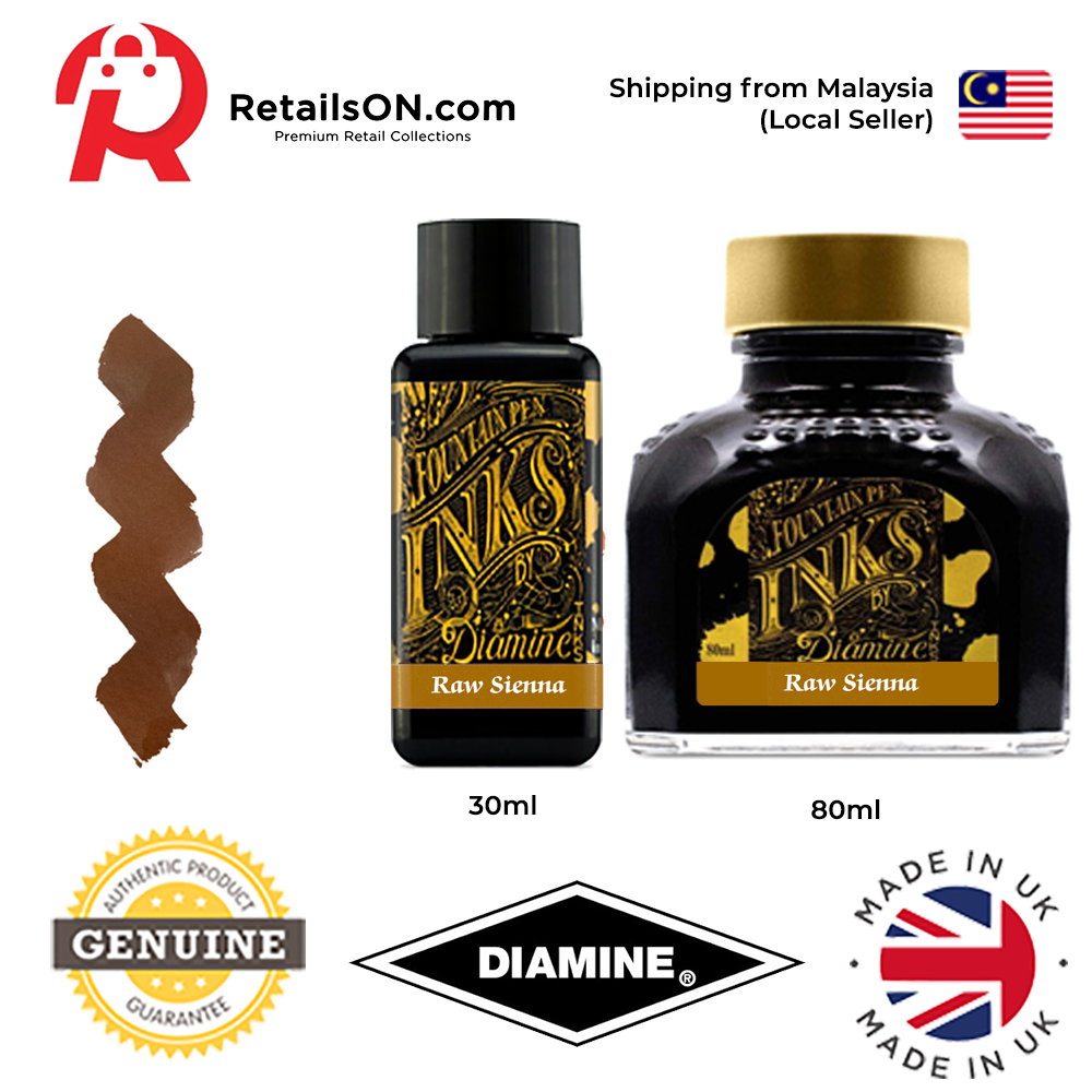 Diamine Ink Bottle (30ml / 80ml) - Raw Sienna / Fountain Pen Ink Bottle 1pc (ORIGINAL) / [RetailsON] - RetailsON.com (Premium Retail Collections)