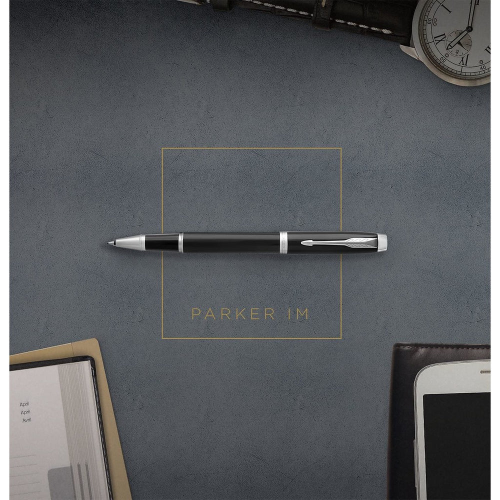 Parker IM Rollerball Pen - Black Chrome Trim (with Black - Medium (M) Refill) / {ORIGINAL} / [RetailsON] - RetailsON.com (Premium Retail Collections)