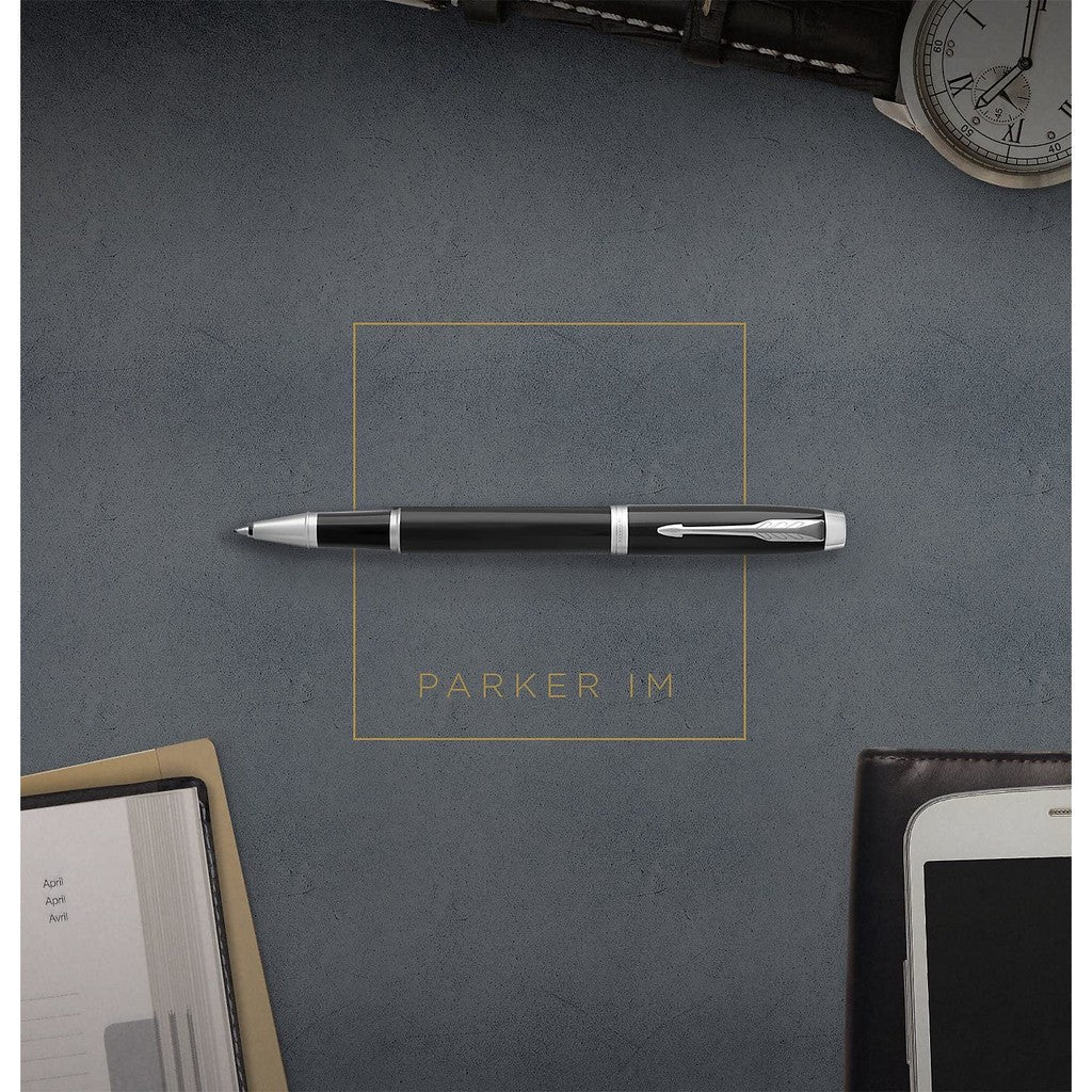 Parker IM Rollerball Pen - Matte Black Chrome Trim (with Black - Medium (M) Refill) / {ORIGINAL} / [RetailsON] - RetailsON.com (Premium Retail Collections)