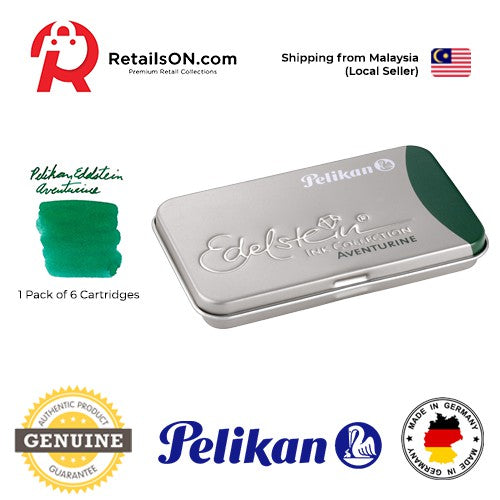Pelikan Edelstein Ink Cartridges - Aventurine / Fountain Pen Ink Cartridges (ORIGINAL) [1 Pack of 6] - RetailsON.com (Premium Retail Collections)