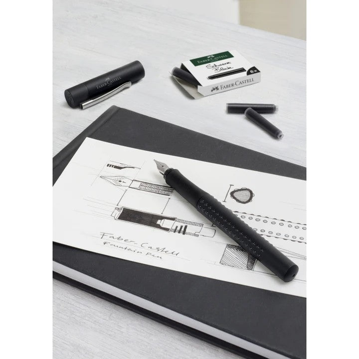 Faber-Castell Ink Cartridges (6 Cartridges) - Black / Standard International Fountain Pen Ink Cartridges (ORIGINAL) - RetailsON.com (Premium Retail Collections)