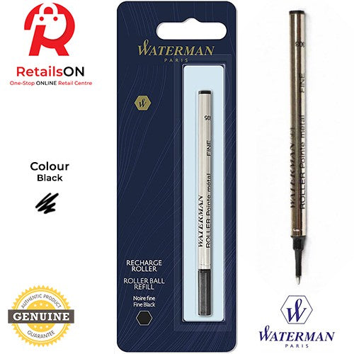 Waterman Refill Rollerball Black - Fine (F) / Roller Ball Pen Refill [Single Pack] - Black (ORIGINAL) - RetailsON.com (Premium Retail Collections)