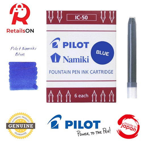 Pilot Fountain Pen Ink Cartridge IC-50 (6 Pieces) - Blue / Namiki IC50 (ORIGINAL) - RetailsON.com (Premium Retail Collections)