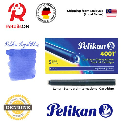 Pelikan 4001/GTP5 Ink Cartridges - Royal Blue / International Fountain Pen Ink Cartridges (ORIGINAL) [1 Pack of 5] - RetailsON.com (Premium Retail Collections)