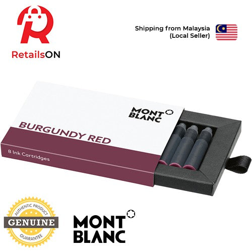 Montblanc Fountain Pen Ink Cartridges (8 Per Pack) - Burgundy Red / Standard Fountain Pen Ink Cartridge (ORIGINAL) - RetailsON.com (Premium Retail Collections)