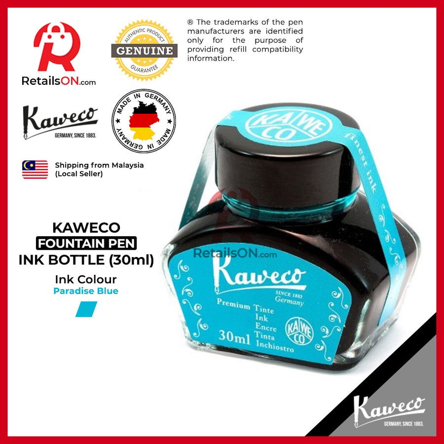Kaweco Ink Bottle (30ml) - Paradise Blue / Fountain Pen Ink Bottle 1pc (ORIGINAL) / [RetailsON] - RetailsON.com (Premium Retail Collections)