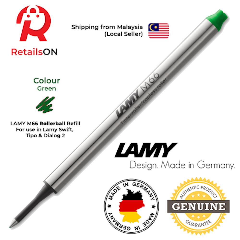 LAMY M66 Rollerball Pen Refill (M) - Green / Capless Roller Ball Pen Refill 1pc (ORIGINAL) - RetailsON.com (Premium Retail Collections)