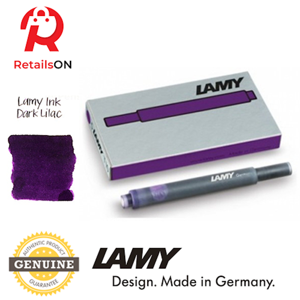 LAMY T10 Fountain Pen Ink Cartridge - Dark Lilac Purple / Fountain Pen  Refill [1 Pack of 5] (ORIGINAL)