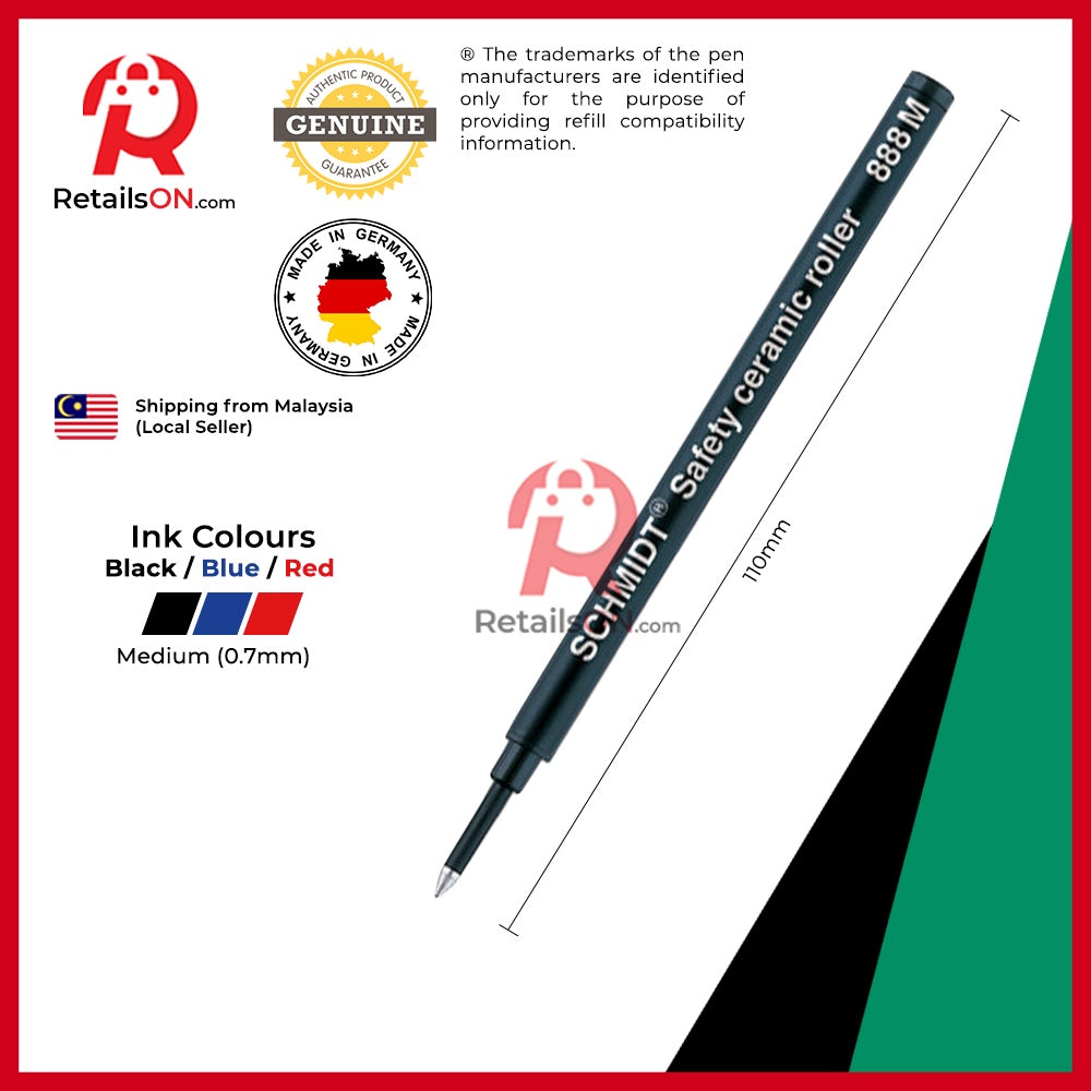 Schmidt Refill 888M Black / Sheaffer Refill Slim Rollerball - Black /  / 1pc Black (ORIGINAL) - RetailsON.com (Premium Retail Collections)