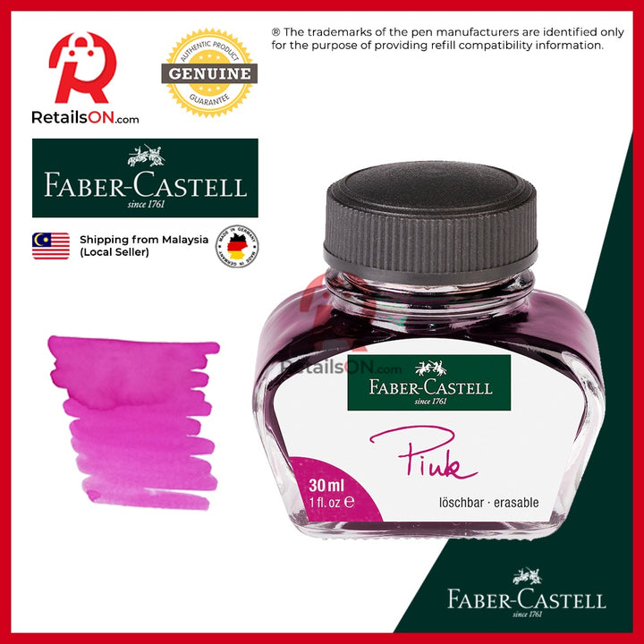 Faber-Castell Ink Bottle (30ml) - Pink / Faber Castell Fountain Pen Ink Bottle 1pc (ORIGINAL) / [RetailsON] - RetailsON.com (Premium Retail Collections)